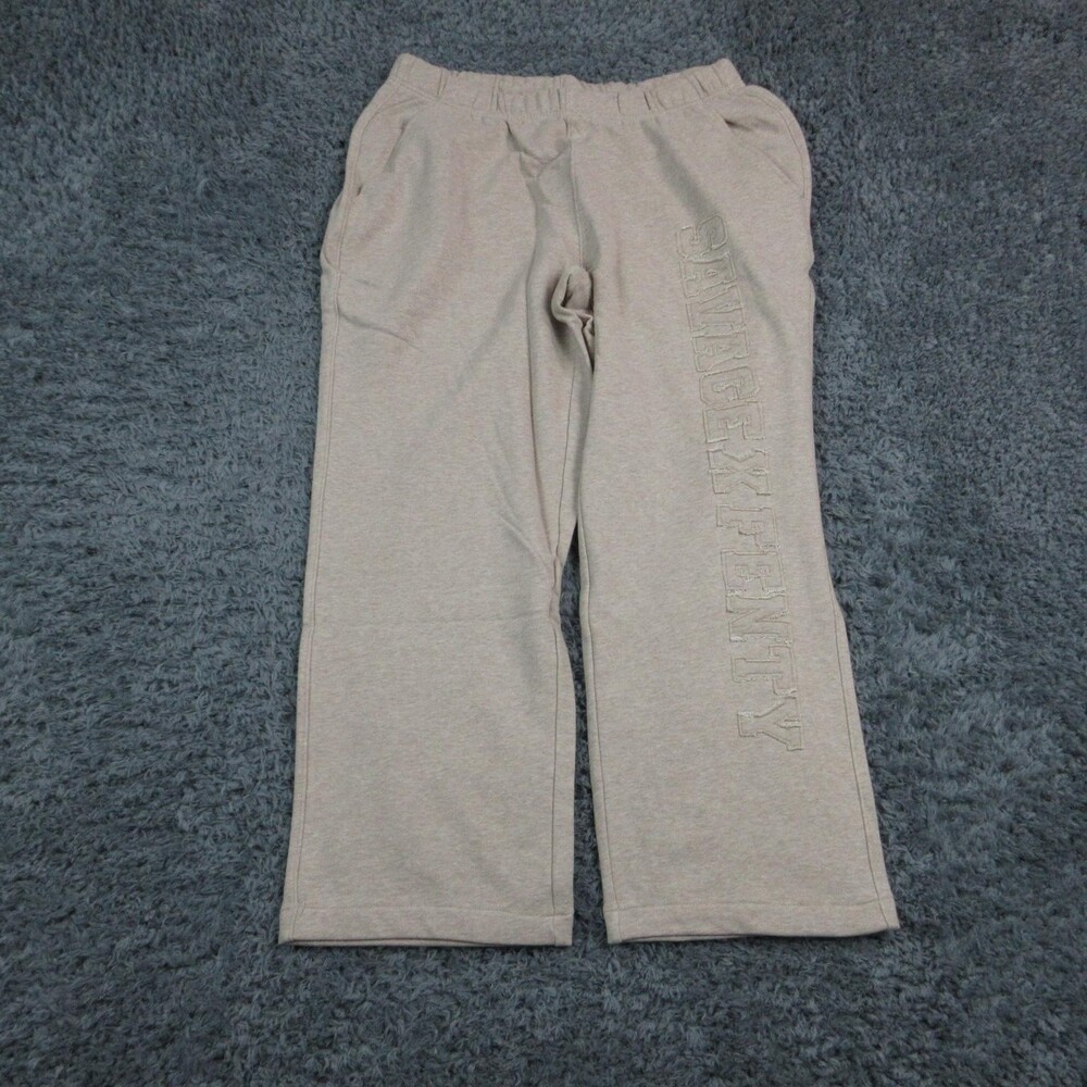 Savage X Fenty Sweatpants Womens 2X Beige Weekender Terry Relaxed 34x29.5* NWT